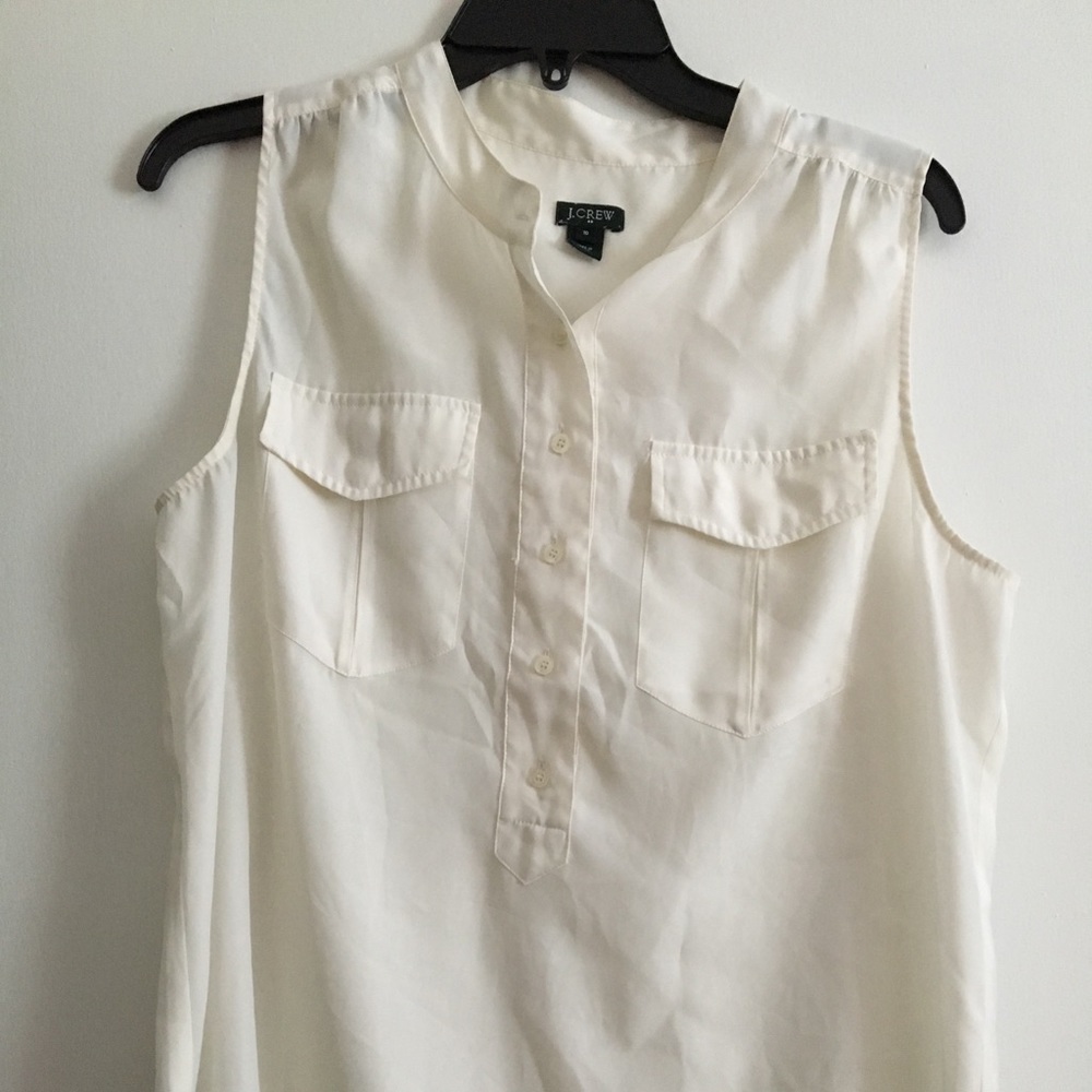 Size 10 JCrew Ivory Sleeveless Shirt